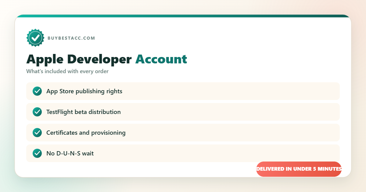Buy Apple Developer Account from BuyBestAcc — everything included with your order