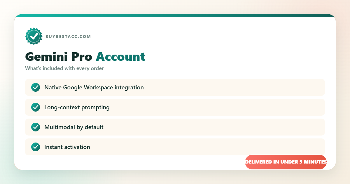 Buy Gemini Pro Account from BuyBestAcc — everything included with your order