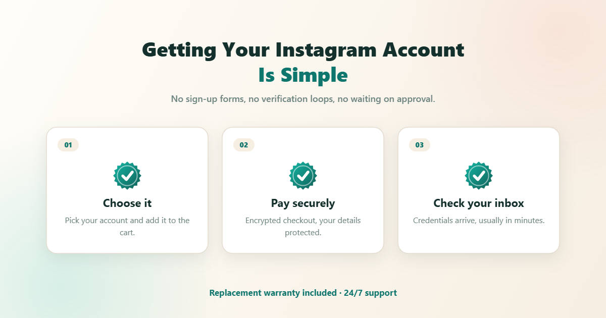 How your Instagram account is delivered by BuyBestAcc in three steps